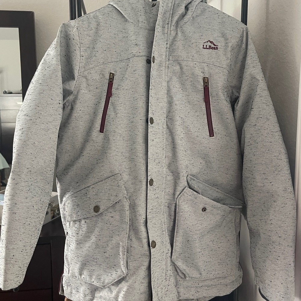 L.L. Bean Kids Maine Mountain Parka Maroon Accents
